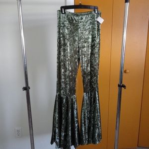 Velvet bell bottom pants